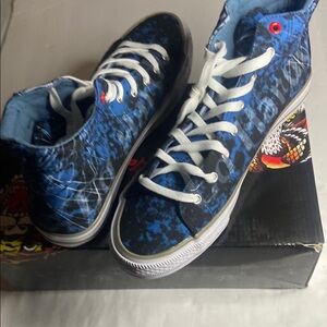 Ed Hardy Justice Blue High-Top Sneakers